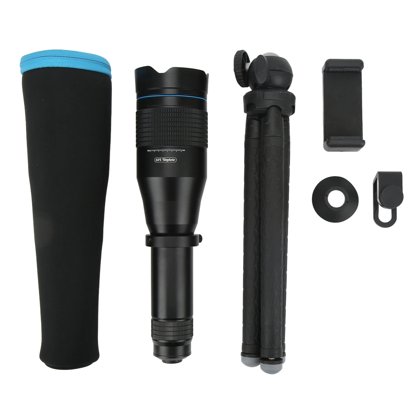 60x Telephoto Lens High Definition Large Aperture Objective Lens Mobile Phone Telephoto Lens with Tripod Phone Camera Lens