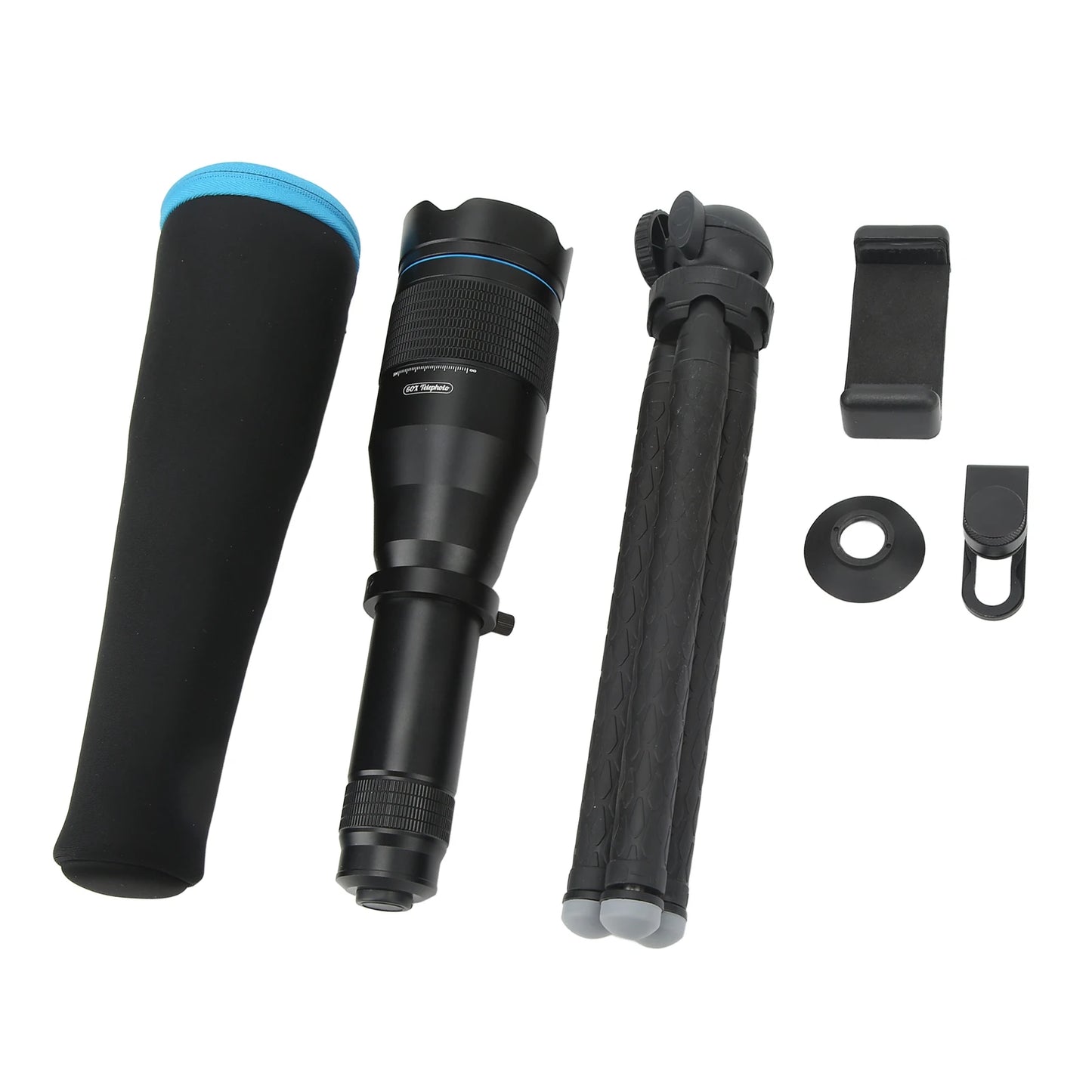 60x Telephoto Lens High Definition Large Aperture Objective Lens Mobile Phone Telephoto Lens with Tripod Phone Camera Lens
