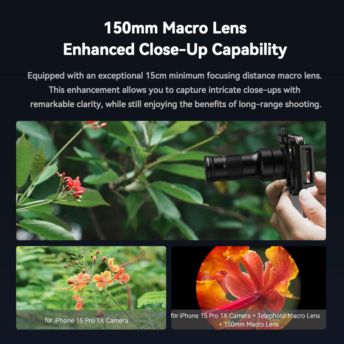 APEXEL Telephoto Macro lens 2-in-1 Observation and Shooting for Mobile Phone Lens Accessory, 6X Telescope Lens for Smartphones