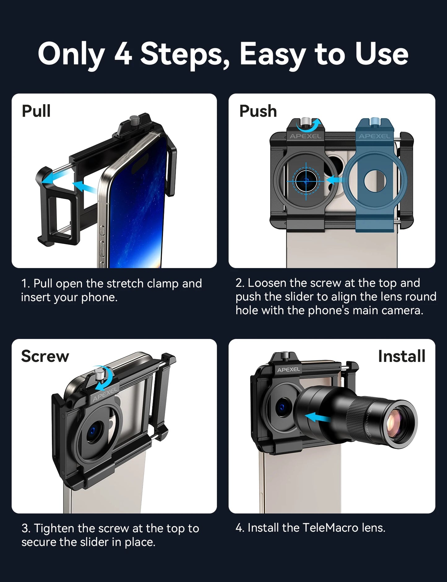 APEXEL Telephoto Macro lens 2-in-1 Observation and Shooting for Mobile Phone Lens Accessory, 6X Telescope Lens for Smartphones