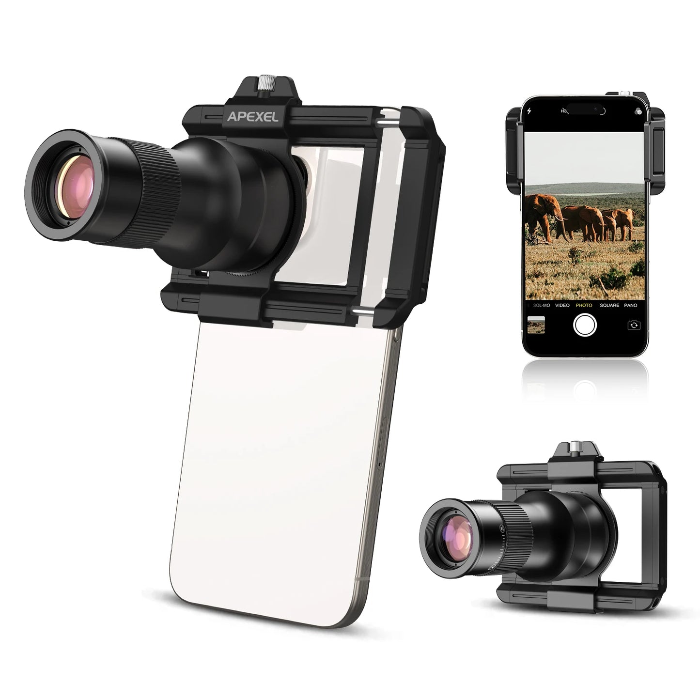 APEXEL Telephoto Macro lens 2-in-1 Observation and Shooting for Mobile Phone Lens Accessory, 6X Telescope Lens for Smartphones