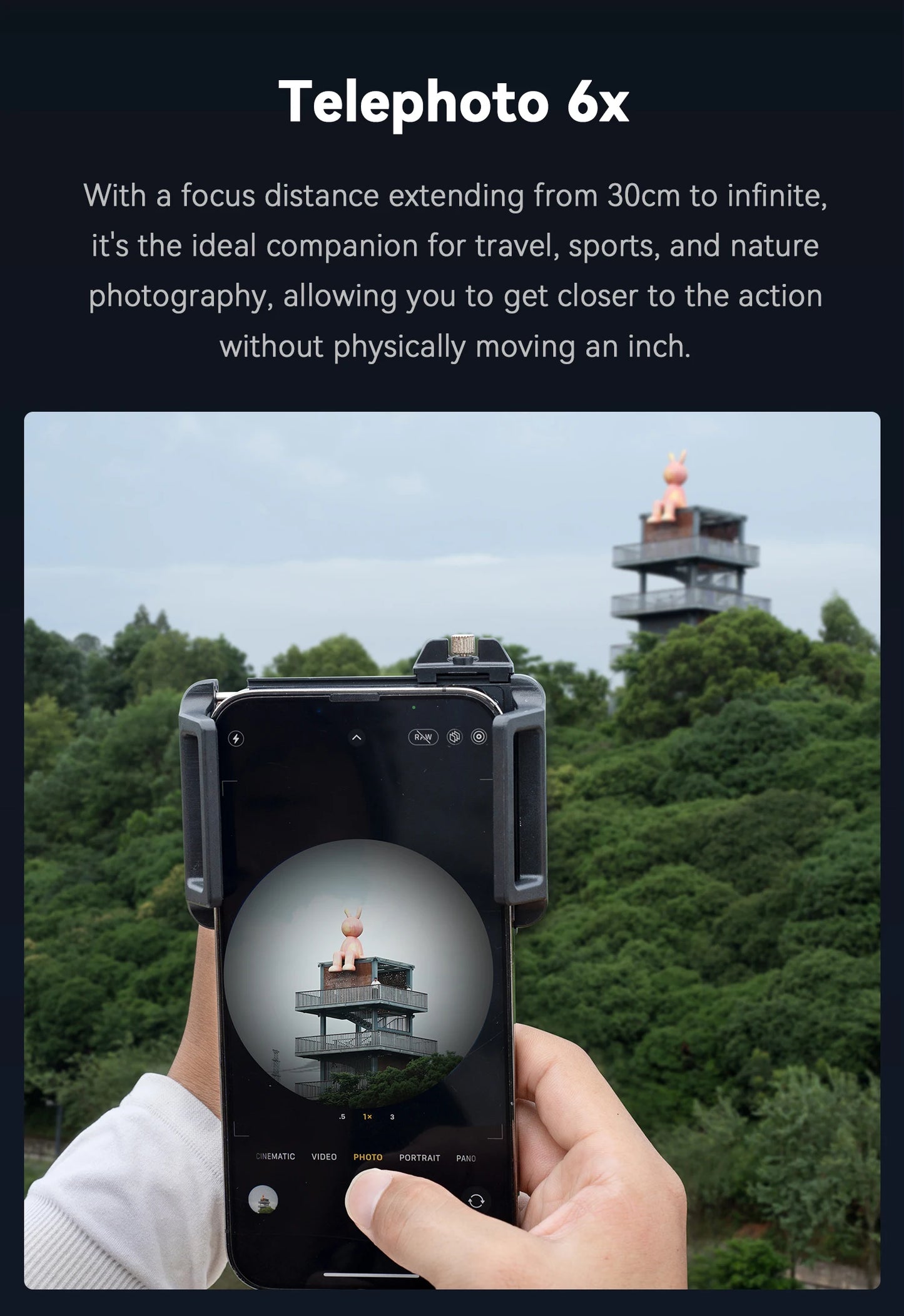 APEXEL Telephoto Macro lens 2-in-1 Observation and Shooting for Mobile Phone Lens Accessory, 6X Telescope Lens for Smartphones