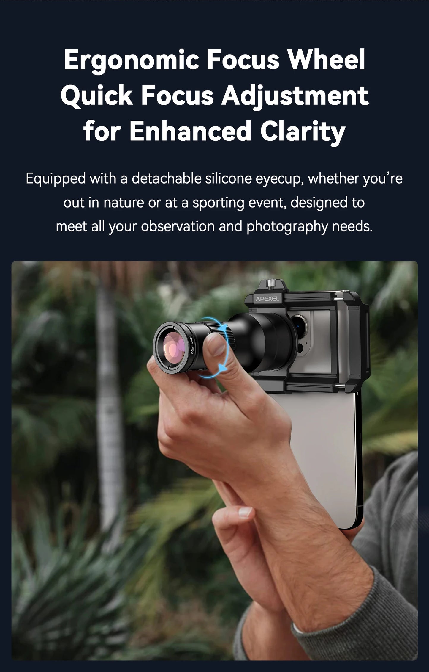 APEXEL Telephoto Macro lens 2-in-1 Observation and Shooting for Mobile Phone Lens Accessory, 6X Telescope Lens for Smartphones