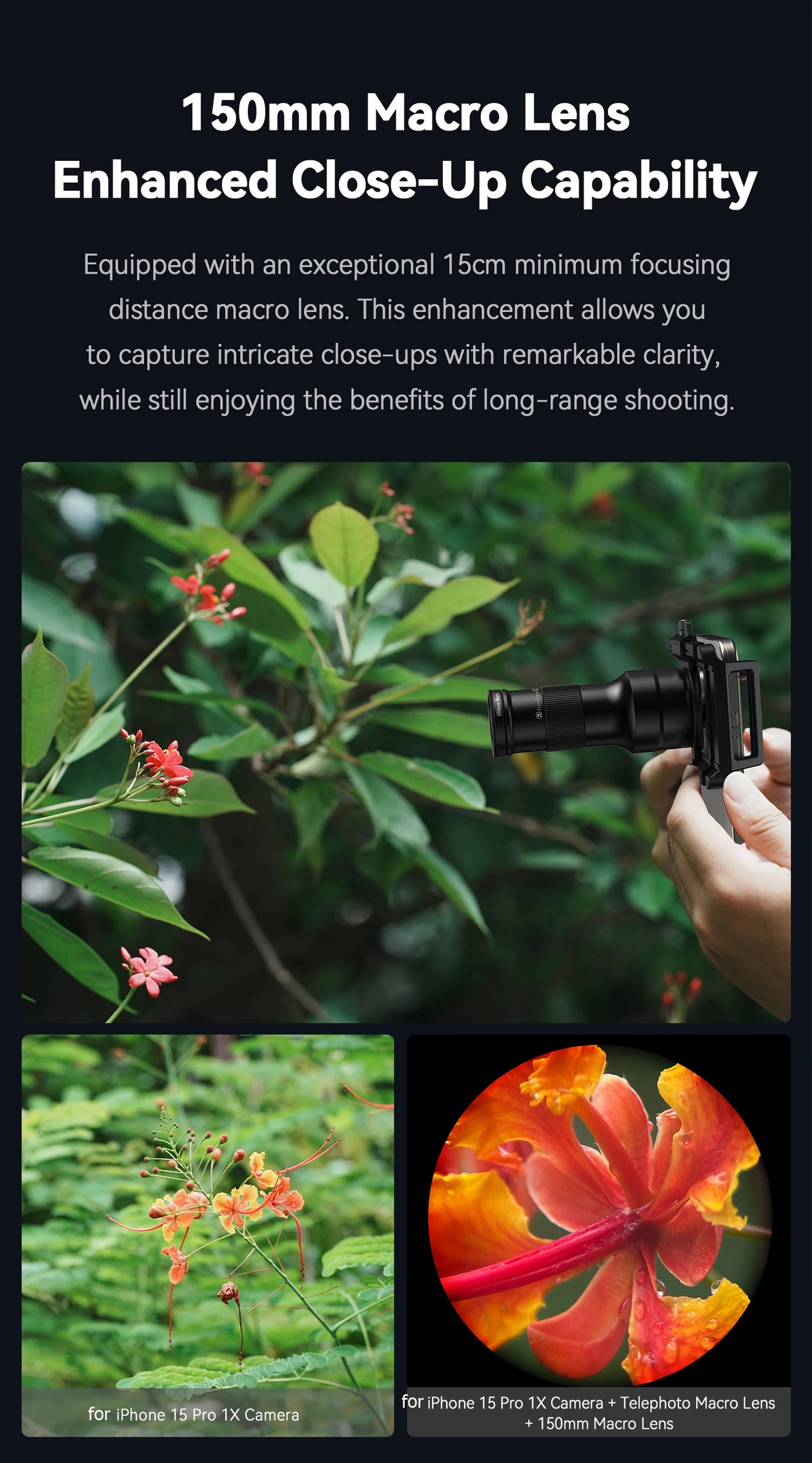 APEXEL Telephoto Macro lens 2-in-1 Observation and Shooting for Mobile Phone Lens Accessory, 6X Telescope Lens for Smartphones
