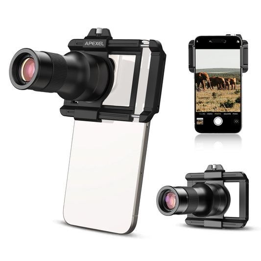 APEXEL Telephoto Macro lens 2-in-1 Observation and Shooting for Mobile Phone Lens Accessory, 6X Telescope Lens for Smartphones