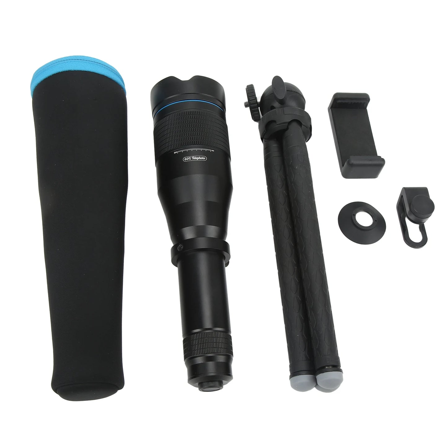60x Telephoto Lens High Definition Large Aperture Objective Lens Mobile Phone Telephoto Lens with Tripod Phone Camera Lens
